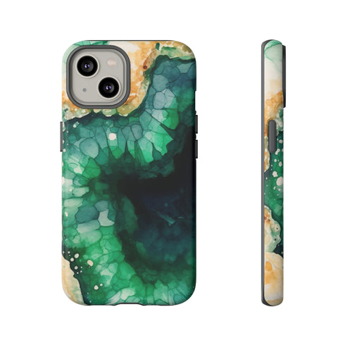 Green Geode in Watercolor - Impact Resistant Phone Case iPhone 14 Matte
